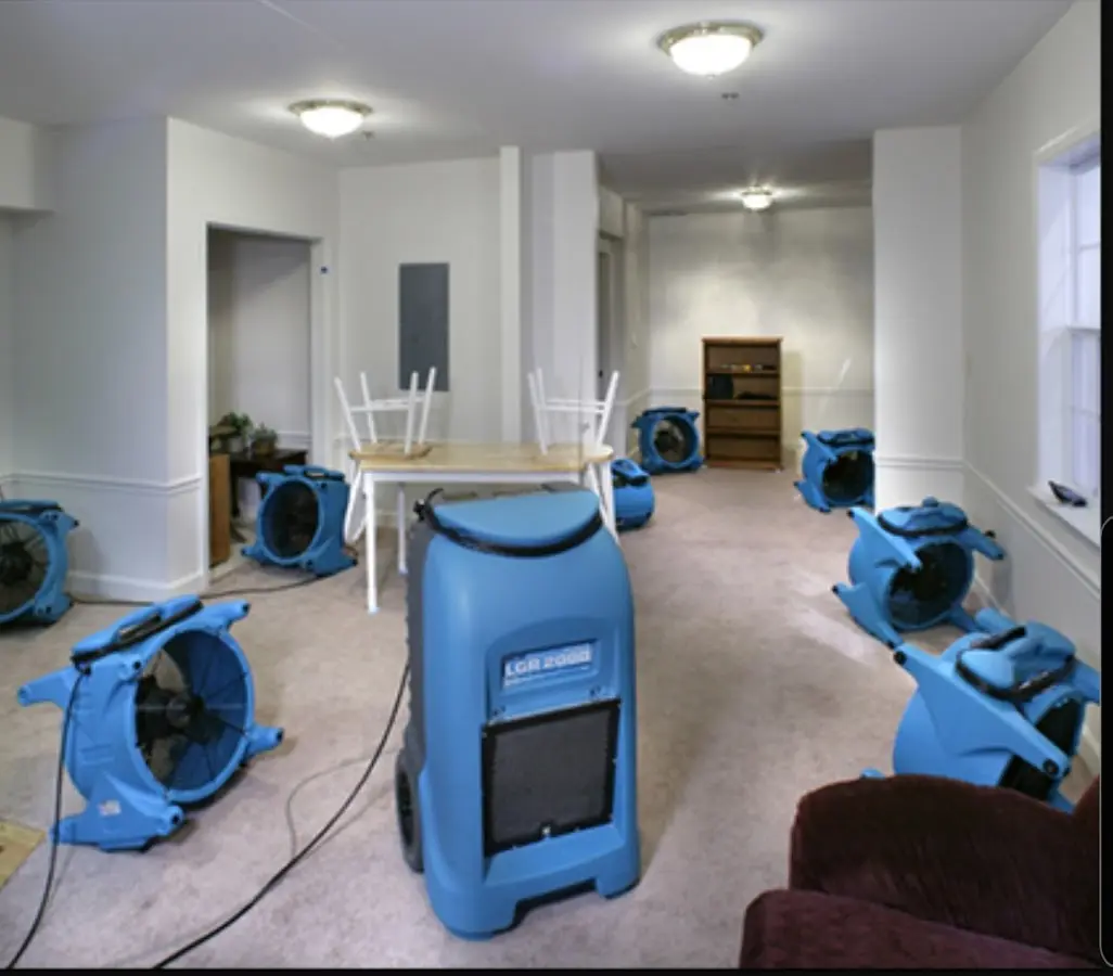 Air movers and dehumidifier setup for Water Extraction & Removal in Lake Holiday